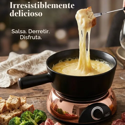 Vista 2 de Artestia - Calentador de inmersión eléctrico y maceta para fondue con temperatura ajustable Negro