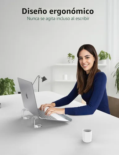 Vista 4 de JCZT Soporte de Laptop de Acrílico Transparente para Escritorio, con Reposamuñecas, Soporte Ergonómico Desmontable Compatible con Todas las Laptops