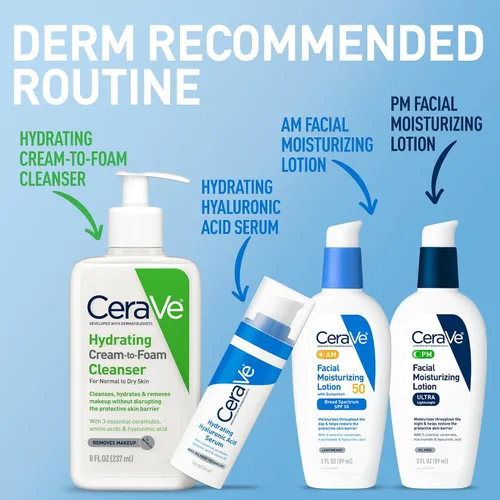 Vista 7 de Cerave Suero de ácido hialurónico para la cara con vitamina B5 y ceramidas, suero facial hidratante para piel seca, sin fragancia, 1 onza
