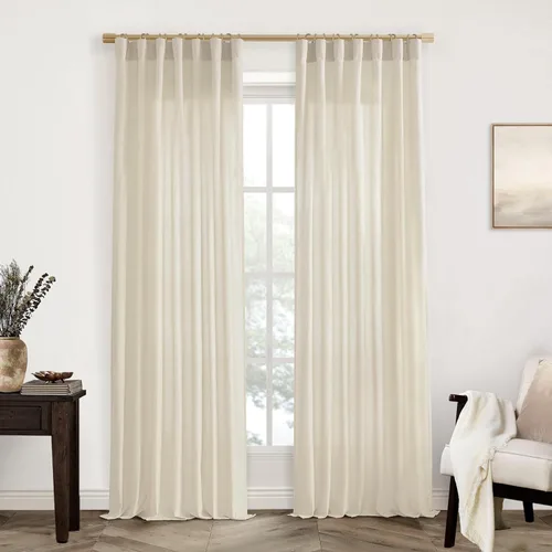 Vista 18 de XTMYI - Cortinas transparentes de 54 pulgadas de largo, juego de 2 paneles para baño, cortinas cortas de lino y algodón con semi privacidad