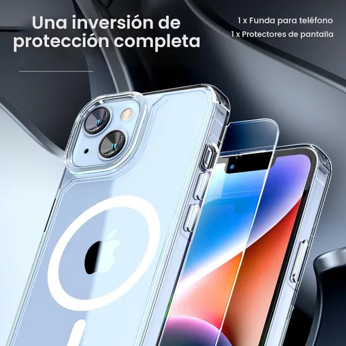 Vista 3 de TAURI Funda para iPhone 14, compatible con MagSafe, transparente A-Magnético Transparente