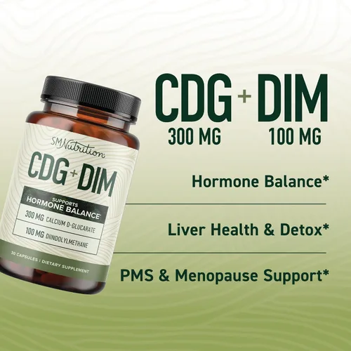 Vista 2 de D-glucarato de calcio con suplemento DIM, desintoxicación de estrógeno y equilibrio hormonal Detox & Cleanse, Hormonal Acne Menopause & CDG for