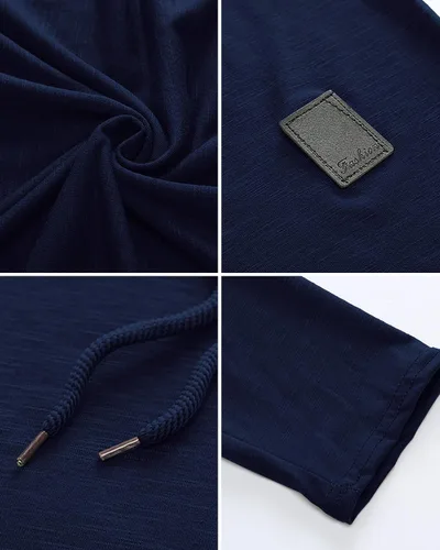 Vista 5 de Moderna sudadera deportiva de vellón con capucha, para hombres, jersey de lana unicolor sin botones.
