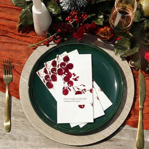 Vista 5 de COTIER - Paquete de 20 servilletas de inicio de conversación de Navidad, servilletas de papel de 3 capas de alta calidad con diseño de lámina