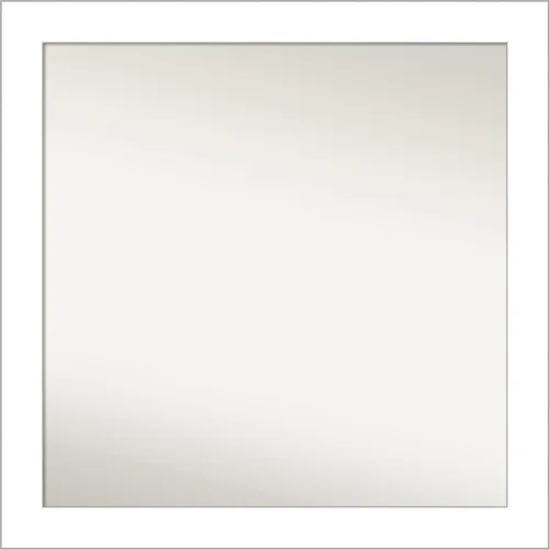 Vista 62 de Amanti Art Espejo de baño plateado para sobre el fregadero, espejo cuadrado de níquel cepillado de 30 x 30 pulgadas, marco moderno grande, se cuelga