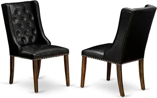 Vista 13 de East West Furniture FOP1T01 Forney Parson - Juego de 2 sillas de comedor con botones copetudos y ribete de cabeza de clavo, color crema, juego de 2