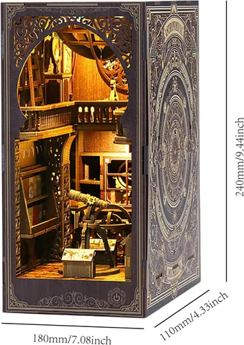 Vista 7 de Kit de rincón de libros de bricolaje 3D rompecabezas de madera para adultos, kit de casa en miniatura de librería, estantería de libro, decoración