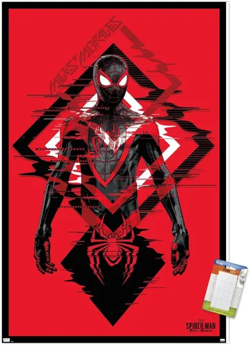 Vista 12 de Trends International Marvel's Spider-Man: Miles Morales - Póster de pared de traje, 14.725 x 22.375 pulgadas, versión enmarcada de madera de granero