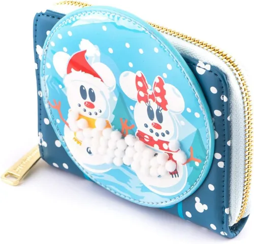 Vista 2 de Loungefly X Disney Mickey & Minnie Snow Globe - Cartera con cremallera alrededor, a la moda, para cosplay y Disneybound, Azul