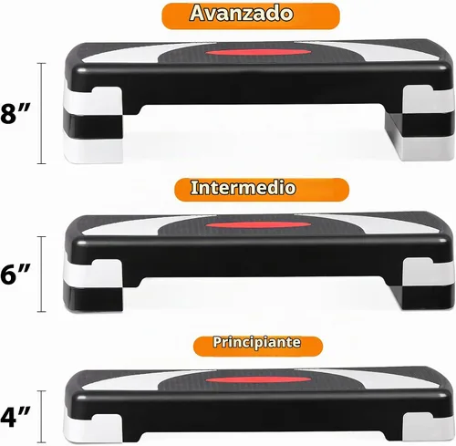 Vista 4 de Plataforma escalonada de entrenamiento aeróbico de 30 pulgadas con elevadores ajustables de 4 a 6 a 8 pulgadas, entrenamiento de ejercicio