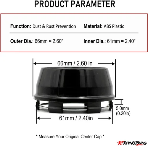 Vista 2 de RTrhinotuning 66mm Tapa central de rueda negra para AVID.1 Tapas centrales para llantas