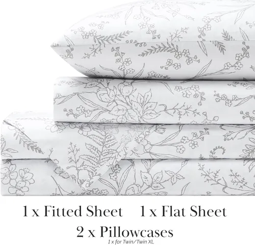 Vista 129 de Southshore Fine Living, Inc. Colección Winter Brush, juego de sábanas de 3 piezas para cama individual, sábana bajera con bolsillo profundo de 14