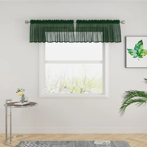 Vista 83 de UPOPO Paneles de Cortina Beige Pequeños Cortinas Transparentes de Gasa de 16 Pulgadas de Largo Cortinas de Cocina de Voile con Textura de Lino