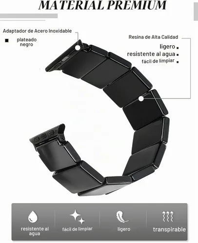 Vista 3 de Heesch - Correa de resina elástica para reloj compatible con Apple Watch para mujeres, pulsera de pulsera de tortuga para iwatch Series Negro