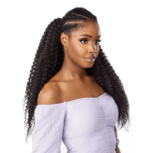 Vista 6 de Sensationnel Lulutress - Cabello trenzado de ganchillo – 3 rizos de goteo de 20 pulgadas totalmente plegados (1 negro azabache)