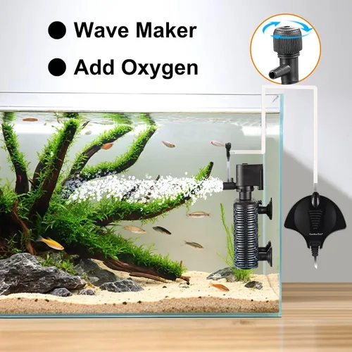 Vista 3 de Carefree Fish Filtro de esponja pequeña para acuario para tanque de peces de 3 ~ 15 galones silencioso para agua salada y agua dulce con bolas
