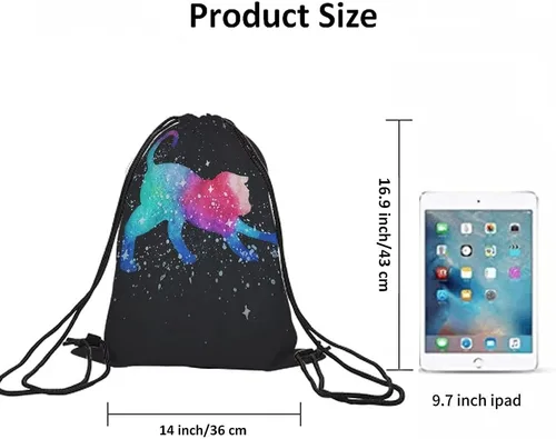 Vista 6 de Beabes Mochila con cordón de unicornio arcoíris y bolsa de gimnasio con cordón, Multi-a141, Mochilas de viaje