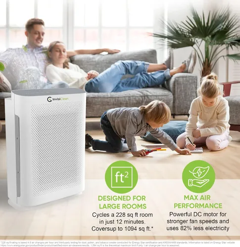 Vista 3 de Purificador de aire para alergias en el hogar y mascotas Filtro H13 True HEPA 4 en 1/ionizador/carbono + luz UV Purificadores de aire portátiles