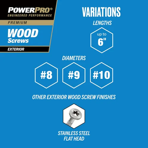Vista 10 de Power Pro Tornillos de madera para exteriores de alta calidad, tornillos de cubierta multiusos #8 x 2 pulgadas para proyectos al aire libre, broca