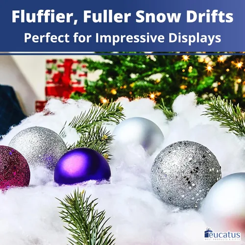 Vista 4 de Eucatus 1 Paquete Lámina de Nieve Falsa Esponjosa – 15 pies cuadrados de nieve de Navidad esponjosa similar al algodón para repisa de chimenea