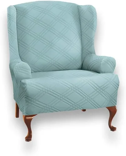 Vista 12 de Collections Etc Funda elástica para muebles de doble diamante, color azul marino, silla de ala