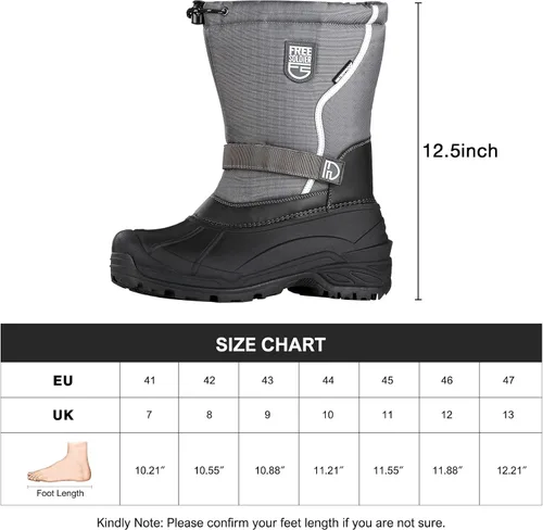 Vista 7 de FREE SOLDIER Botas de nieve para hombre, impermeables, aisladas, antideslizantes, con forro extraíble