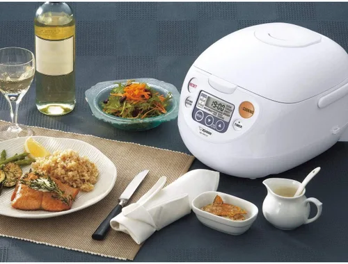 Vista 2 de Arrocera y calentadora con lógica difusa Micom de la marca Zojirushi, Blanco Lógica difusa, controles LCD