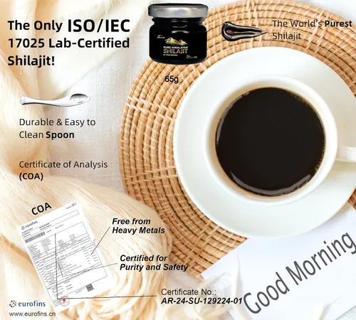 Vista 2 de Shilajit Suplemento de resina Shilajit orgánica pura del Himalaya, grado dorado+ con más de 85 oligominerales con 75% de ácido fúlvico, energía