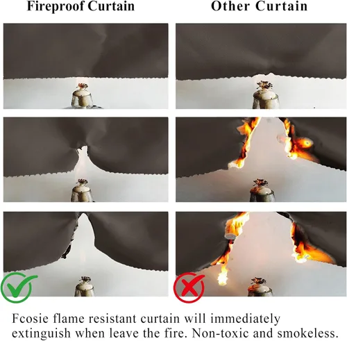 Vista 4 de Fcosie Cortinas opacas ignífugas para oscurecer la habitación, 72 pulgadas de ancho por 102 pulgadas de largo, cortina opaca resistente al fuego