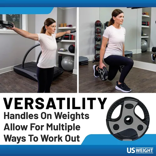 Vista 7 de US Weight Juego de pesas de 43 libras para gimnasio en casa con barra acolchada de 55 pulgadas, pesas ajustables para ejercicio, levantamiento