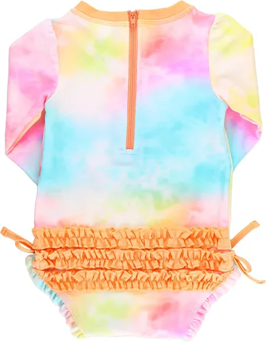 Vista 5 de RuffleButts - Traje de baño de manga larga, de una pieza, para bebéniñas, con protección solar UPF 50+