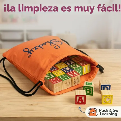 Vista 8 de 30 bloques con letras de colores de Skoolzy Juguete de construcción en madera ABC, para bebés, guarderías y preescolar Bloques de madera de lectura