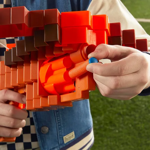 Vista 3 de Nerf Minecraft Pillager's Crossbow Dart Blaster, 6 N1 Darts Compatible Only with N1 Dart Blasters, 6 Dart Capacity, Ages 8+