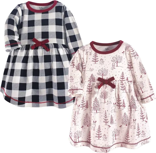 Vista 50 de Touched by Nature - Vestidos de manga corta y manga larga de algodón orgánico para niñas pequeñas, bebés y mujeres Manga larga con flores abstractas