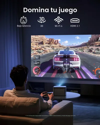 Vista 6 de Dangbei Proyector láser DBOX02 4K GTV, 2450 lúmenes ISO, licencia oficial de Netflix, Blu-ray 3D, proyector de cine en casa con WiFi y Bluetooth
