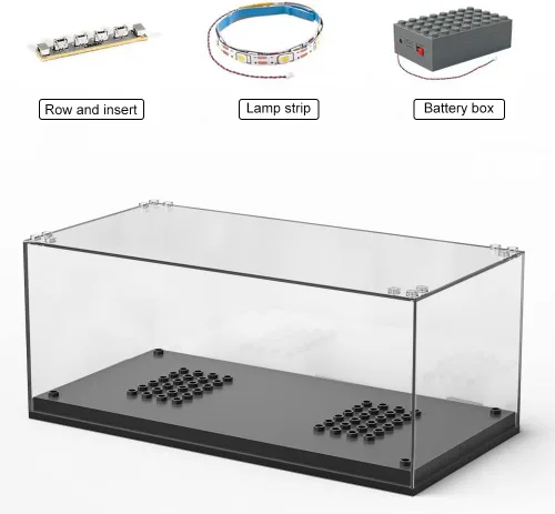 Vista 3 de Mould King Vitrina transparente con luces LED para coches Mould King Speed Champions, se adapta a MK 27013 27014 u otros coches