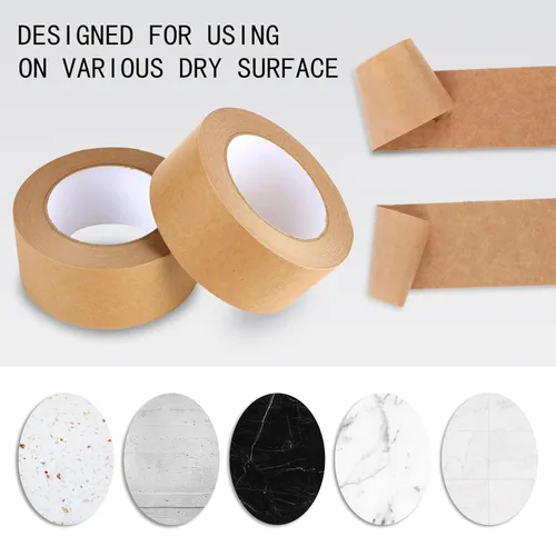 Vista 2 de WANBAO 1 Rollo de Cinta de Papel Kraft Marrón 2 Pulgadas x 55 Yardas para Cajas de Embalaje, Sellado de Cajas de Cartón, Uso de Embalaje