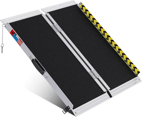Vista 19 de WHALEMOTOR Rampa portátil para silla de ruedas negra, rampa de aluminio sin costuras y antideslizante de 2 pies, rampas plegables portátiles