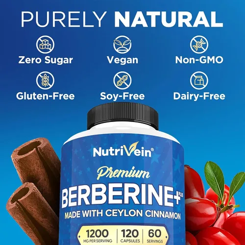 Vista 8 de Nutrivein Paquete de suplementos de berberina y suplementos de berberina coreano de panax de alta absorción: complejo de berberina de alta absorción