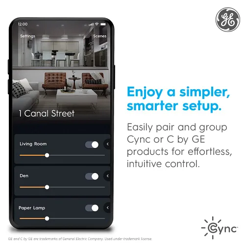 Vista 5 de GE CYNC - Interruptor inteligente de luz, estilo paleta, requiere cable neutro, interruptor de 4 cables con Bluetooth y Wi-Fi de 2,4 GHz, compatible