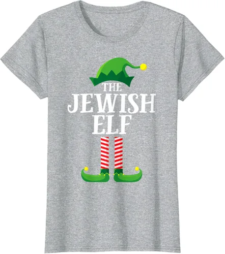 Vista 17 de Playera de pijama para fiesta de Navidad, grupo familiar a juego con elfo judío