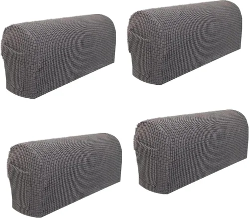 Vista 9 de Juego de 4 fundas elásticas para brazos de sofá, con bolsillo, fundas extraíbles antideslizantes para reposabrazos para sillón reclinable