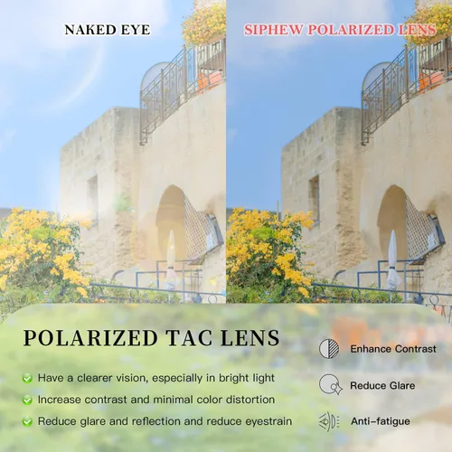 Vista 6 de SIPHEW Gafas de sol polarizadas para mujer, marco cuadrado clásico, protección UV400, XXL