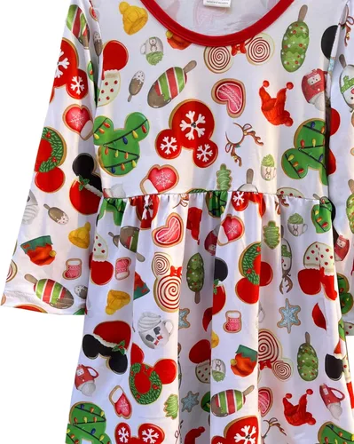Vista 2 de Adorable Baby Girls Merry Christmas Dress, Fit for Toddler Girls, Crew Neck Collar, Flutter Sleeves, Knee Length