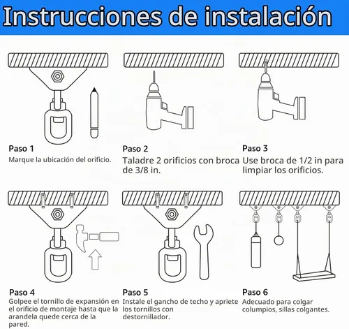 Vista 6 de Morzejar - Kit para colgar hamaca con cadena de columpio, ganchos de hamaca de acero inoxidable de 1000 libras de capacidad resistente, kit colgante