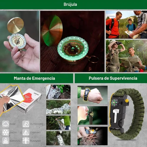Vista 4 de Kits de supervivencia 27 en 1, equipo y suministros de supervivencia, rellenos de calcetines de Navidad, accesorios de campamento, equipo táctico