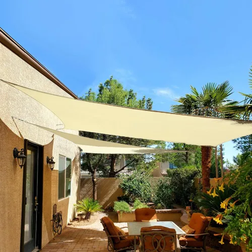Vista 3 de Toldo tipo vela con kit de herramientas, impermeable, 6.5 x 10 pies, rectangular, con bloqueo UV, refugio para patio al aire libre, patio, césped