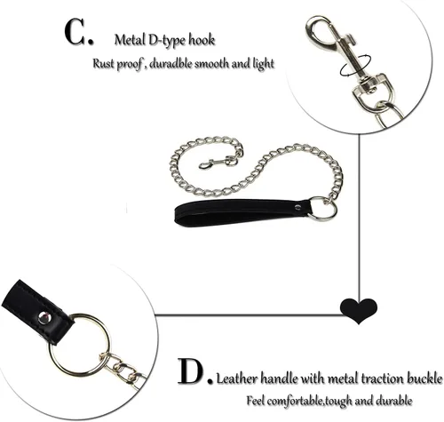 Vista 3 de leather choker collar with Lock Adjustable Size for women