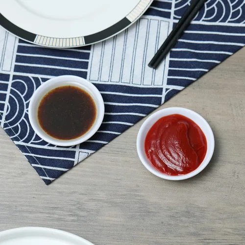 Vista 3 de Juego de platos de salsa de soja, platos irrompibles de melamina para condimentos para sushi, 1.5 onzas para servir pequeños platos de aperitivos