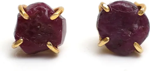 Vista 122 de Gempires Natural Raw Prong Setting Stud Earrings, 8-10 mm Crystals Earring, Handmade Jewelry, Gift for Her